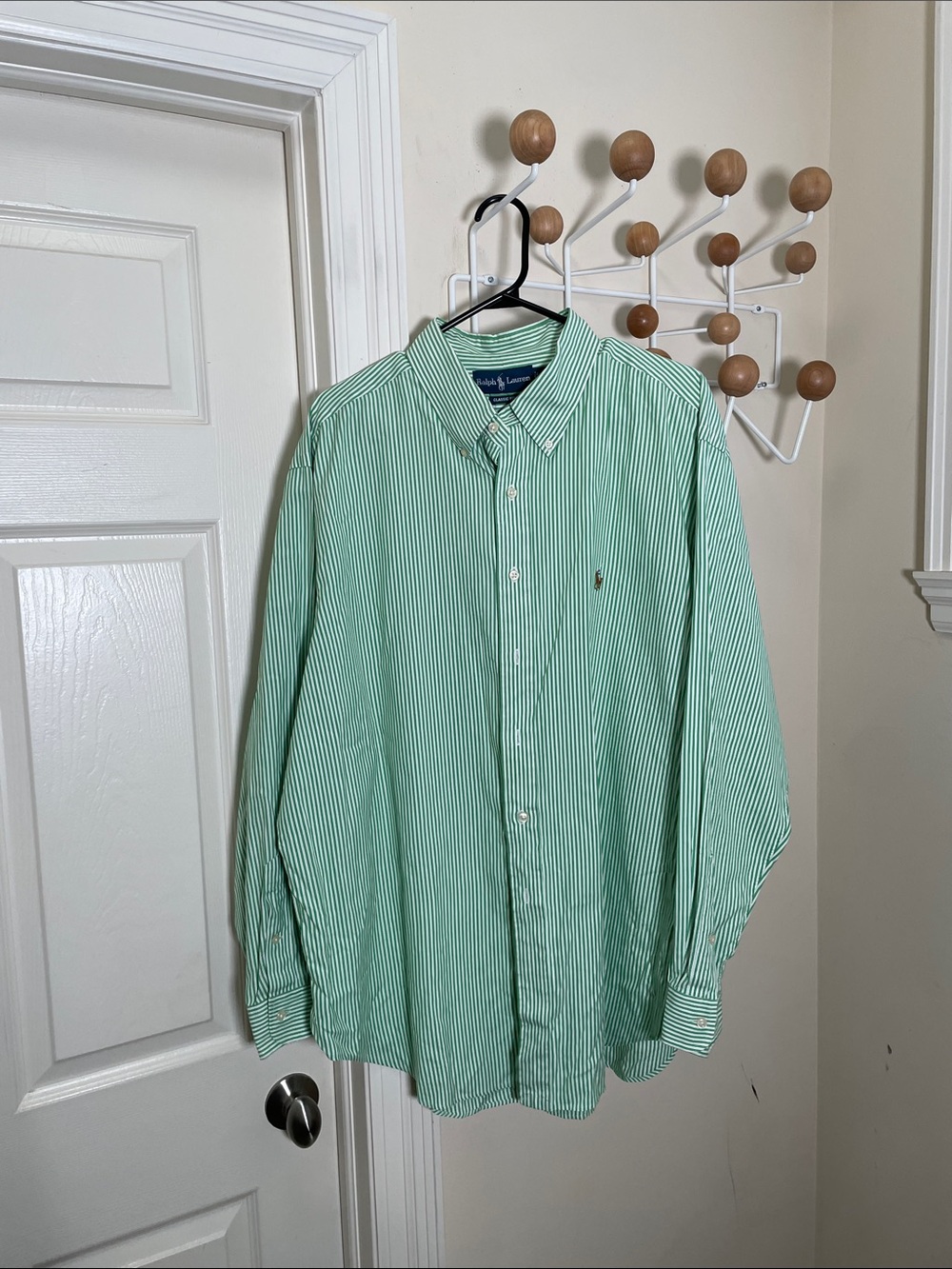 Ralph Lauren Striped Button-Down Shirt Green White - XXL